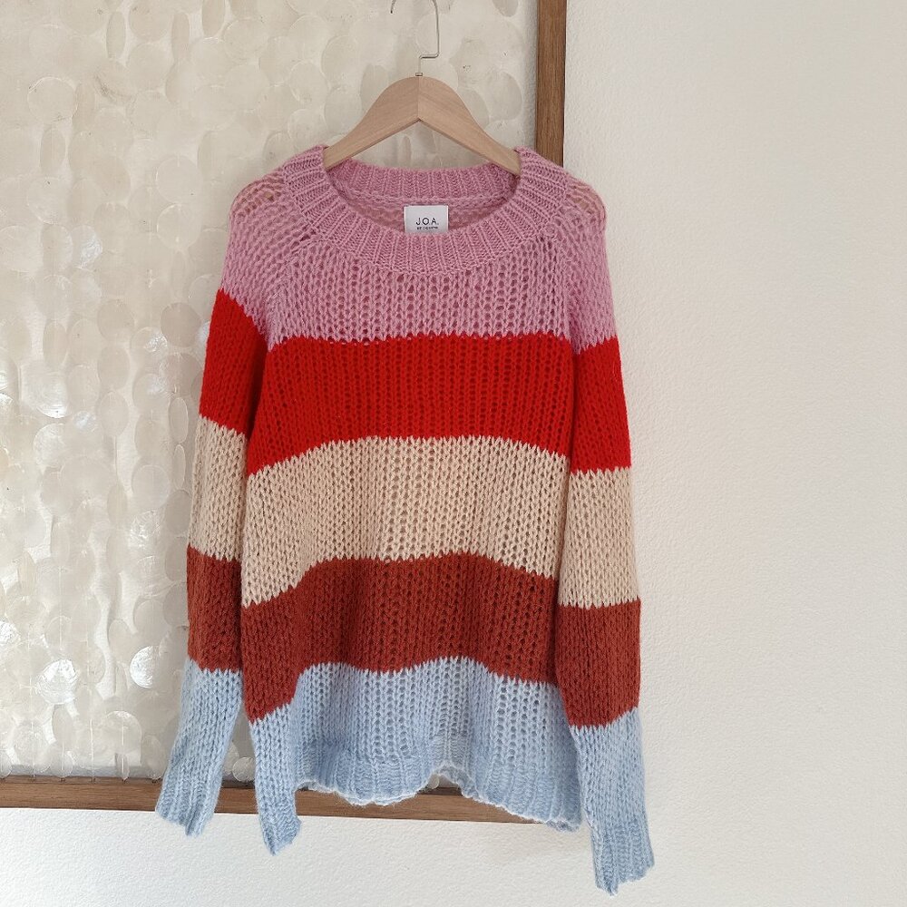 J.O.A. Womens Multi Stripe Knit Sweater
